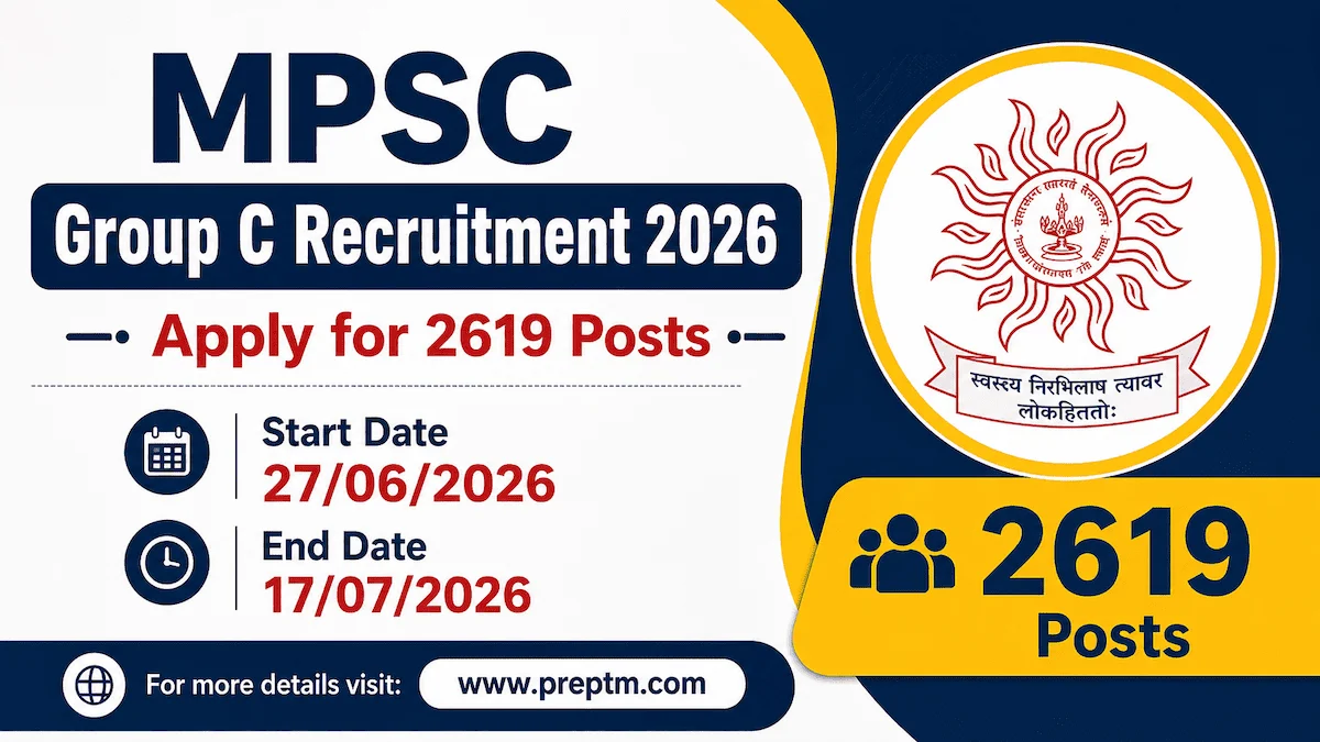 MPSC Group C Recruitment 2026 - Apply for 2619 Posts
